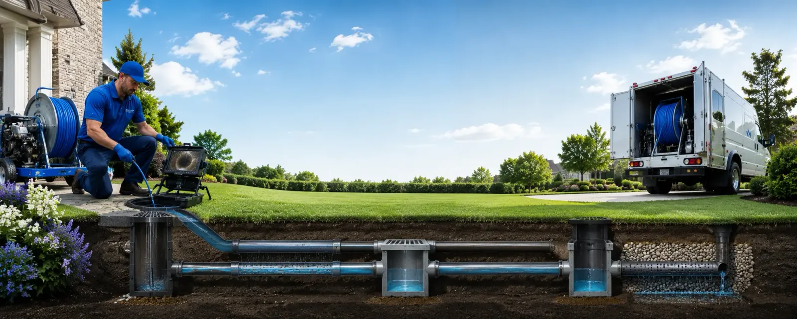Outdoor drain cleaning information for De Mossville, KY